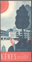 1935 A Kékes Nagyszálló dekoratív kihajtható art deco motívumú képes ismertetője német nyelven, szign. Mallász-Dallos, jó állapotban