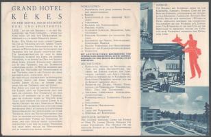 1935 A Kékes Nagyszálló dekoratív kihajtható art deco motívumú képes ismertetője német nyelven, szig...