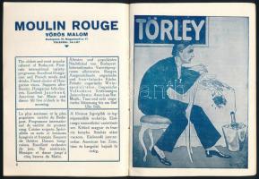 1934 A budapesti Moulin Rouge (Vörös Malom) mulató új revüműsorának füzete, sok reklámmal, szép álla...