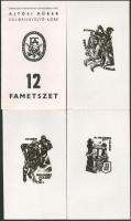 Fery Antal (1908-1994): 12 fametszet. Fametszet, papír, mindegyik jelzett a metszeten. Debreceni Pedagógus Művelődési Ház, Ajtósi Dürer Exlibrisgyűjtő Köre kiadása. Közte Ex libris Gorka Géza, ex libris Zsivótzky Gyula stb. Eredeti kiadói, számozott (062/150 sz.) mappában. Lapméret: 20x12,5 cm. Komplett!