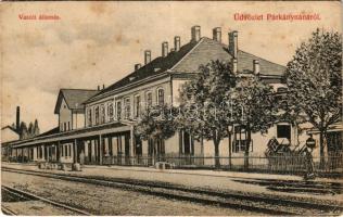 Párkánynána, Párkány-Nána, Parkan-Nána, Parkan, Stúrovo; vasútállomás. Barasits János kiadása / railway station (fl)