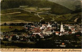 Svedlér, Schwedler, Svedlár (Szepes, Zips); látkép, Evangélikus templom. Szlovik Jenő kiadása / general view with Lutheran church (gyűrődés / crease)
