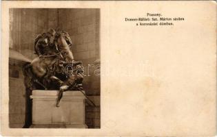 Pozsony, Pressburg, Bratislava; Szent Márton szobra a koronázási dómban (Donner-Ráfáel). Palugyay kiadása / monument in the cathedral (gyűrődések / creases)