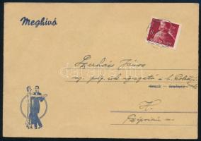 1948 Meghívó a balatonfüredi "Balaton" vendéglőben rendezendő Pincér-Bálra, postán elküldve, 2 lap