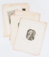 XVIII-XIX. sz. 12 db portré rézmetszet, Linné, Bach, stb. Lapméret 26x22 cm
