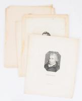 XVIII-XIX. sz. 12 db portré rézmetszet, híres államférfiak, művészek. Lapméret kb 26x22 cm