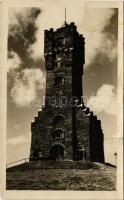 1935 Hruby Jesenik, Altvatergebirge; Praded / Habsburgwarte, Aussichtsturm auf dem Altvater / mountain peak, lookout tower (creases)