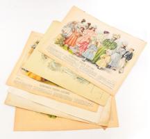 6 db divat metszet és nyomat. XIX. sz. vége. Litho, nyomat, stb 30x40 cm