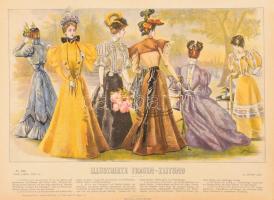 6 db divat metszet és nyomat. XIX. sz. vége. Litho, nyomat, stb 30x40 cm