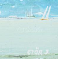 Győr jelzéssel: Balatoni vitorlások. Olaj, karton. Dekoratív fakeretben. 17x24 cm