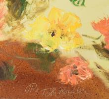 R. Tóth Rozália (1946-2015): Csendélet. Olaj, farost. Jelzett. Dekoratív fakeretben. 40x40 cm