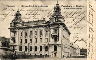 1907 Pozsony, Pressburg, Bratislava; Kereskedelmi és Iparkamara. Karpelesz Adolf kiadása / Handels- &amp; Gewerbekammer / Chamber of Commerce and Industry (r)