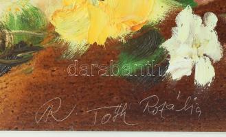 R. Tóth Rozália (1946-2015): Csendélet. Olaj, farost. Jelzett. Dekoratív fakeretben. 40x40 cm