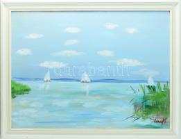 Livits László (-): Balaton. Olaj, farost. Jelzett. Dekoratív fakeretben. 60x80 cm