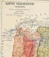 ca 1910 Liptó vármegye térképe hivatalos adatok alapján átdolgozta: Czakó István, 1 : 300.000, Bp., ...