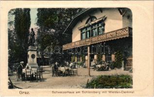 Graz (Steiermark), Schweizerhaus am Schlossberg mit Welden-Denkmal / restaurant, monument