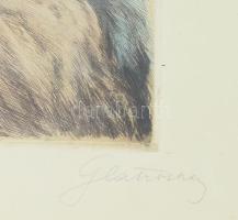 Glatz Oszkár (1872-1958) - Prihoda István (1891-1956): Betűvetés. Színezett rézkarc, papír. Jelzett ...