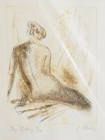 Almásy László (1926-): Női akt. Rézkarc, papír, jelzett, számozott (17/295), alpszéli apró foltokkal, 19×15 cm