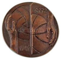 1992. "A kosárlabdasportért 50 / 1942 1992" kétoldalas öntött bronz emlékérem (93mm) T:AU