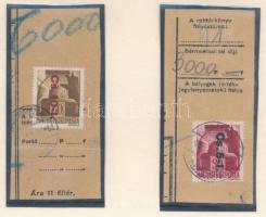 1946 Betűs visszavont csomagpár 1-1 csomagszállító szelvényen, kiállítási lapon