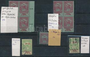 Turul és Hadisegély bélyegek lemezhibákkal stecklapon