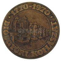 Asszonyi Tamás (1942-) 1970. "Diósgyőri Kohászat 1770-1970" kétoldalas, öntött bronz emlékplakett (82,5mm) T:AU