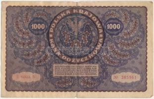 Lengyelország 1919. 1000M vízjeles papíron "B 385941" T:F erős papír
Poland 1919. 1000 Ma...