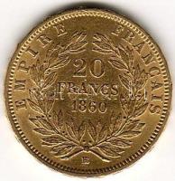 Franciaország 1860 20Fr "Napoleon" 6,4516g arany T:3+   aranyáron !