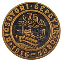 1990. "75 éves Diósgyőri Gépgyár" egyoldalas, öntött bronz plakett (82mm) TAU
