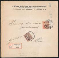 1904 Ajánlott értéklevél Turul 10f + 35f tarifahelyes bérmentesítéssel, a hátoldalon viaszpecséttel