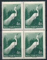 1959 Madarak 40f négyestömb az ismert lemezhibával