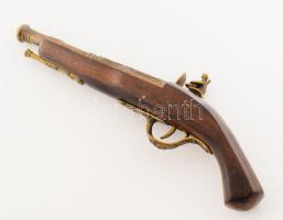 XVIII. századi kovás pisztoly replika, jó állapotban, h: 37 cm