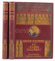 [Luigi Amedeo di Savoia-Aosta, duca degli Abruzzi (1873-1933)] Szavójai Lajos Amádé: Az ,,Észak Csillaga" (,,Stella Polare") az Északi Sarktengeren 1899-1900. Ford.: Darvai Móric. I-II. köt. A Magyar Földrajzi Társaság Könyvtára. Bp., [1904], Lampel R., 218 p.+ 18 t.+ 1 (kihajtható panorámakép) t.; 199+(1) p.+ 6 t.+ 1 (panorámakép) t.+ 2 (térképek) t. Szövegközti és egészoldalas, fekete-fehér képekkel illusztrálva. Kiadói aranyozott, festett egészvászon sorozatkötés, kissé kopottas, foltos borítóval, helyenként kissé foltos lapokkal.