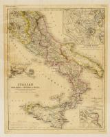 [Olaszország térképe]. Italiae pars media et inferior cum Sicilia Litografált térkép Heinrich Kiepert Atlas Antiqus c. munkájából. 34x44 cm Paszpartuban