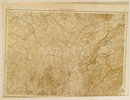 ca 1890 Kelet Franciaország térképe Litografált térkép 50x40 cm Paszpartuban / Map of East France