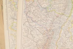 ca 1890 17 db térkép: Német tartományok, Svájc, Franciaország Litografált térképek 50x40 cm és 40x30...
