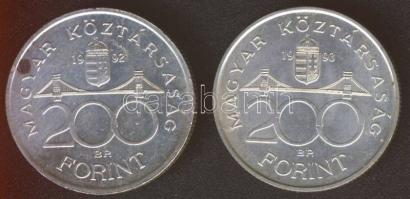 1992-93. 200Ft Ag "MNB" (2x) T:BU,2