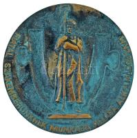 DN(~1970) Lenin Kohászati Művek "Fiatal szakemberünknek munkába állása alkalmából - LKM" egyoldalas, öntött bronz emlékérem, hátlapján műbőr anyag darabbal, ami elkezdett leválni (116mm) T:XF, patina