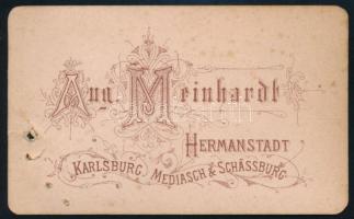 cca 1875 Katonatiszt és civil úr kutyával, vizitkártya August Meinhardt (Meinhardt Ágoston) nagyszeb...