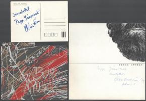 3 db művészeti katalógus, 2 db Papp János festőművésznek dedikált, egy aláírt. Kettőben meghívóval is.