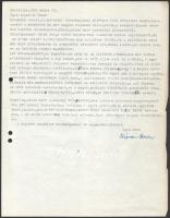 1951 Posillipo, Márai Sándor (1900-1989) író levele autográf aláírásával, Molnár József (1918-2009) emigráns magyar író, könyvkiadó, nyomdász, a (Új) Látóhatár folyóirat és az Aurora Kiadó szerkesztője részére, amelyben megkéri, hogy ne közölje írásait. Dátumozva (1951., május 23.), bő fél géppel írt oldal, hajtásnyomokkal, a szélén két lyukkal és egészen apró szakadásokkal.