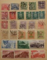USA, Japán, Kína stb. régi bélyegek 8 lapos, közepes berakóban