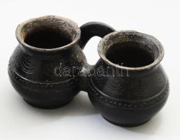 Karcagi páros fali fűszertartó, jelzett., sérüléssel, 20x10 cm