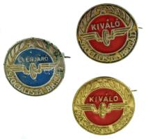 DN (~1970-1980) "Élenjáró Szocialista Brigád" műgyantás fém kitüntetés + "Kiváló Szocialista Brigád" (2xklf) műgyantás fém kitüntetés T:AU,XF