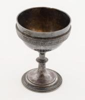 Jelzett ezüstözött alpakka fűszertartó, m: 6 cm