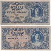 1945. 500P "K 040 009202" magyar "N" betű orosz "P" helyett + helyes szövegezésű támpéldány T:F szép papír Adamo P19h, P19