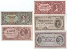 1945-1946. 50P-100.000BP (9xklf) T:F közte szép papír