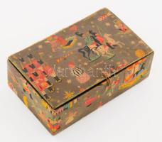 Cca. 1940. Karácsonyi Stühmer bonbonos doboz, Lukáts Kató terve, kopásokkal, 9,5x11 cm