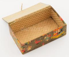 Cca. 1940. Karácsonyi Stühmer bonbonos doboz, Lukáts Kató terve, kopásokkal, 9,5x11 cm