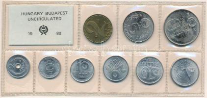1980. 2f-10Ft (9xklf) érmés forgalmi sor fóliatokban T:UNC Adamo FO13